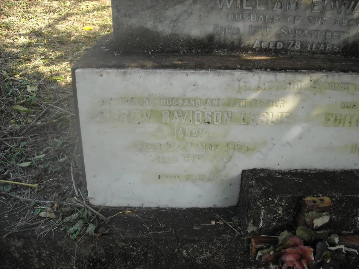 LESLIE Andrew Davidson 1851-1916 &amp; Flora Jessie 1854-1936 :: LESLIE Andrew Davidson -1956 &amp; Edith Victoria 19??