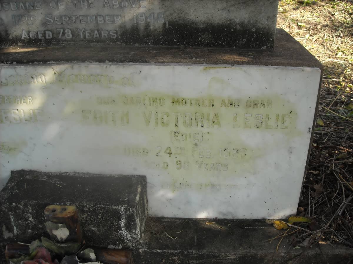 LESLIE Andrew Davidson 1851-1916 &amp; Flora Jessie 1854-1936 :: LESLIE Andrew Davidson -1956 &amp; Edith Victoria 19??
