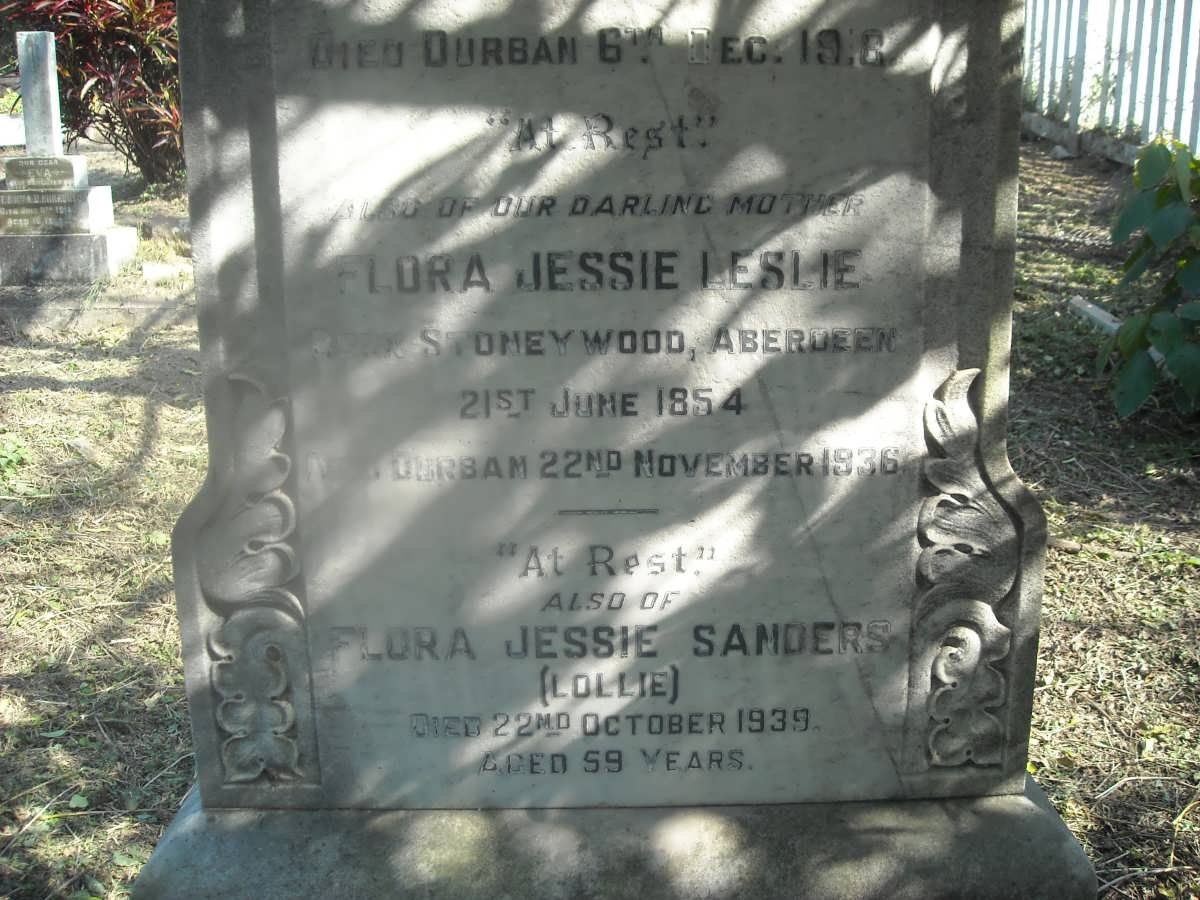 LESLIE Andrew Davidson 1851-1916 &amp; Flora Jessie 1854-1936 :: LESLIE Andrew Davidson -1956 &amp; Edith Victoria 19??