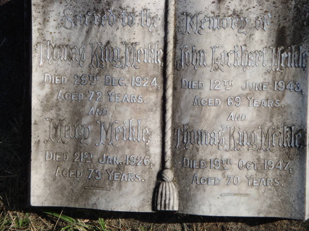 MEIKLE Thomas King -1924 &amp; Mary -1926 :: MEIKLE John Lockhart -1943 :: MEIKLE Thomas King -1947