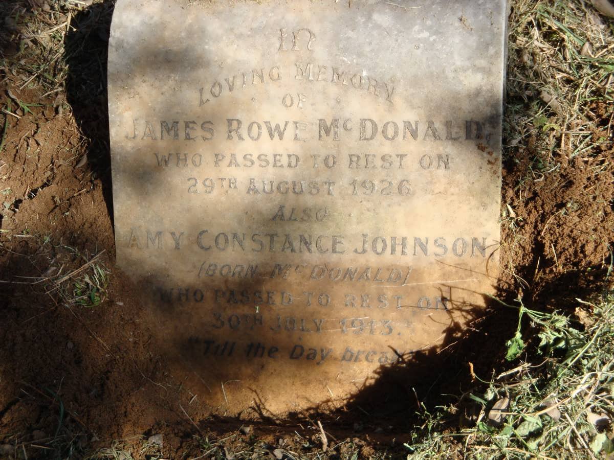 McDONALD James Rowe -1926 :: JOHNSON Amy Constance nee McDONALD -1913