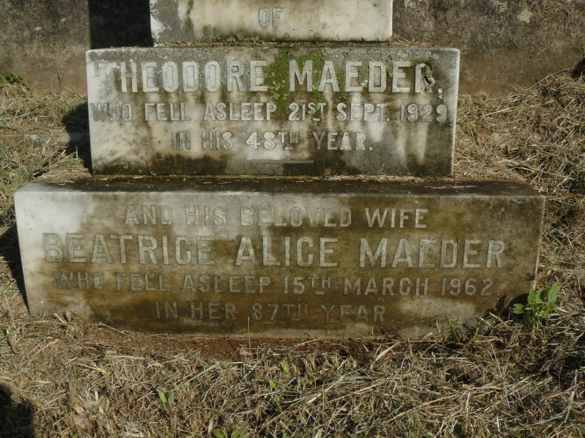 MAEDER Theodore -1929 &amp; Beatrice Alice -1962