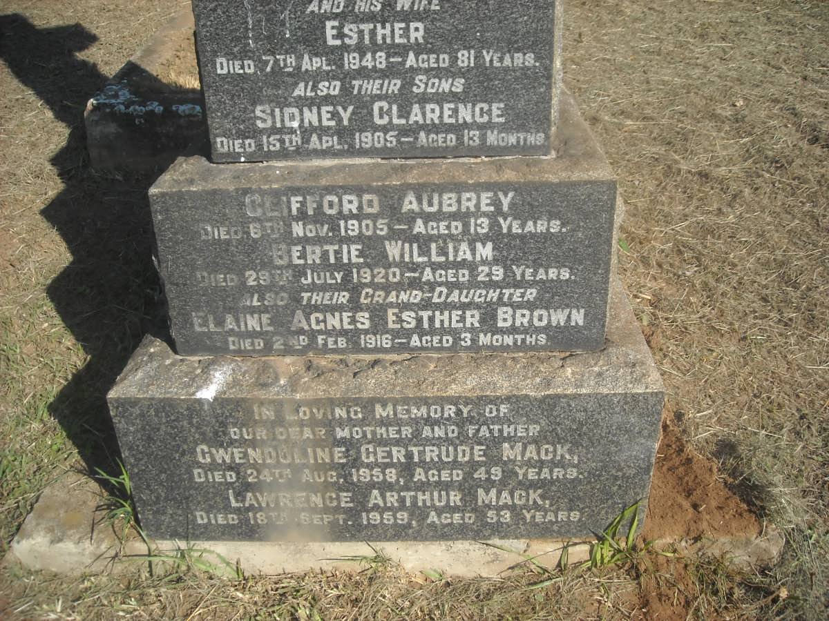 MACK William Martin -1914 &amp; Esther -1948 :: MACK Sidney Clarence -1905 :: MACK Clifford Aubrey -1905