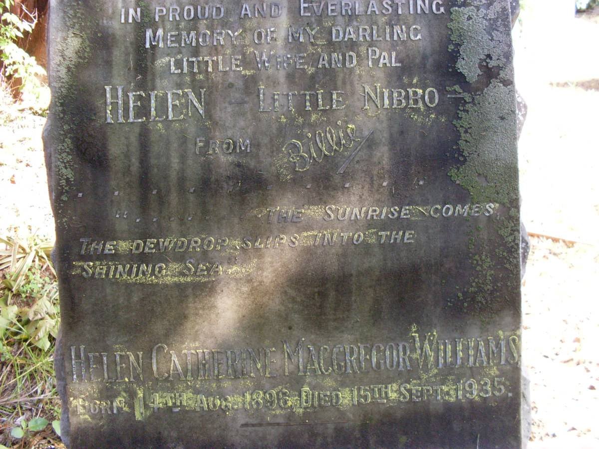 NIBBO Helen Little :: WILLIAMS Helen Catherine McGregor 1896-1935 
