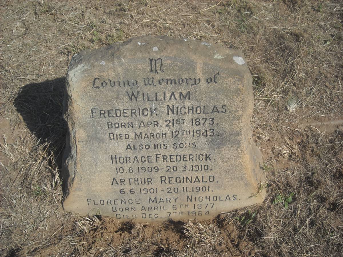 NICHOLAS William Frederick 1873-1943 &amp; Florence Mary 1877-1964 :: NICHOLAS Arthur Reginald 1901-1901