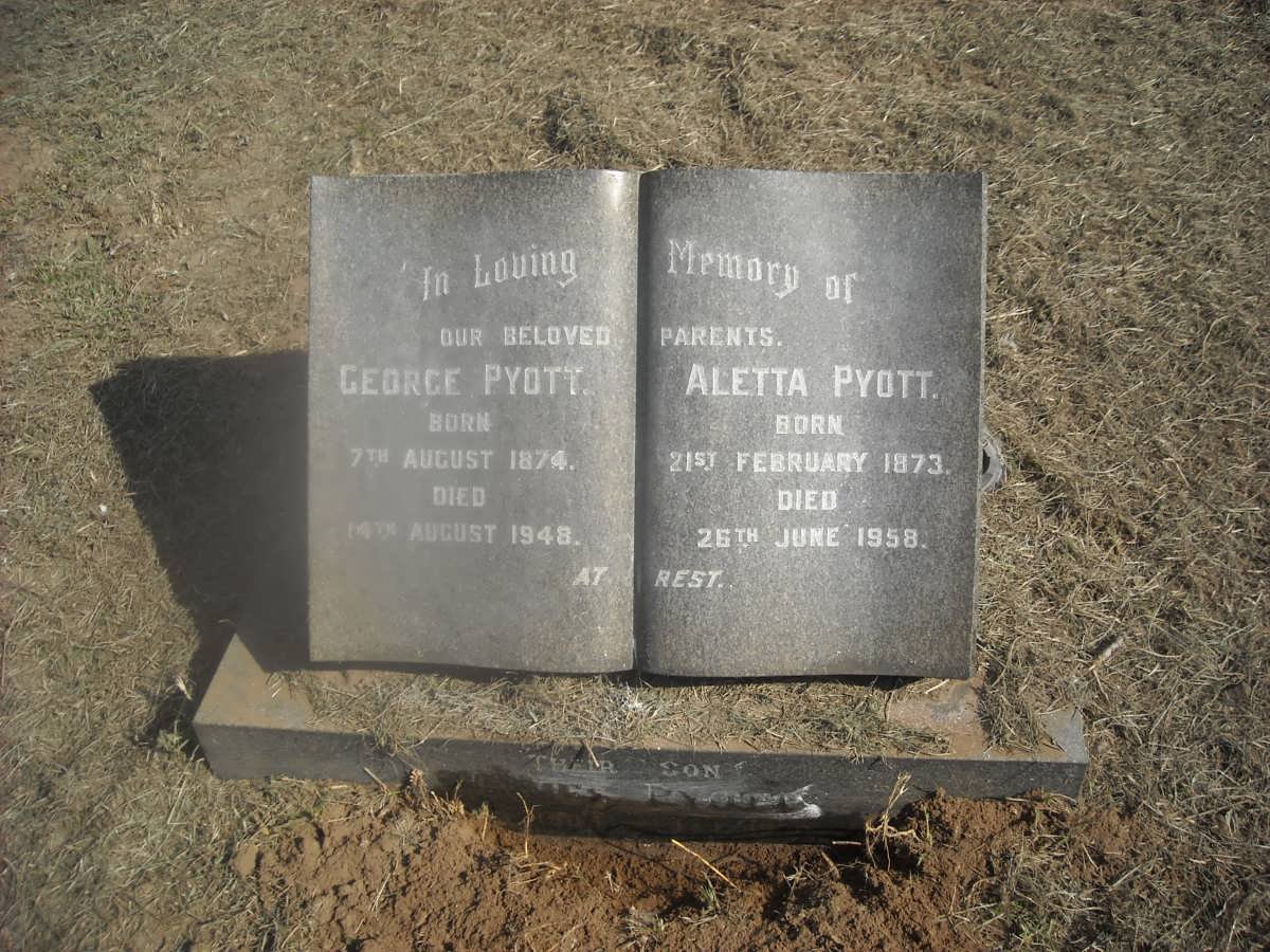 PYOTT George 1874-1948 &amp; Aletta 1873-1958 :: PYOTT James -1970