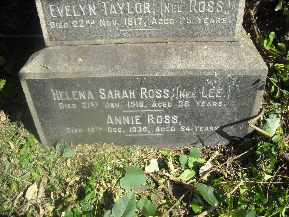 ROSS Alexander Cherrie -1974 :: ROSS Annie -1938 :: ROSS Helena Sarah nee LEE -1918 :: ROSS Archibald -1973