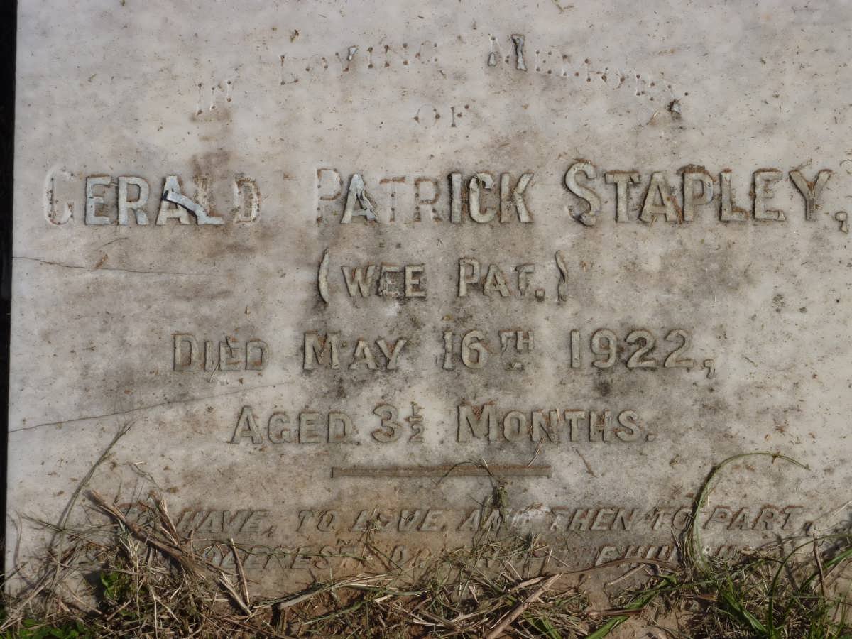 STAPLEY Gerald Patrick -1922