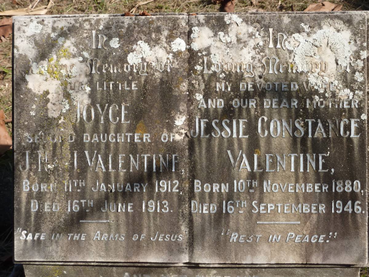 VALENTINE John Nicol 1878-1949 &amp; Jessie Constance 1880-1946 :: VALENTINE Joyce 1912-1913