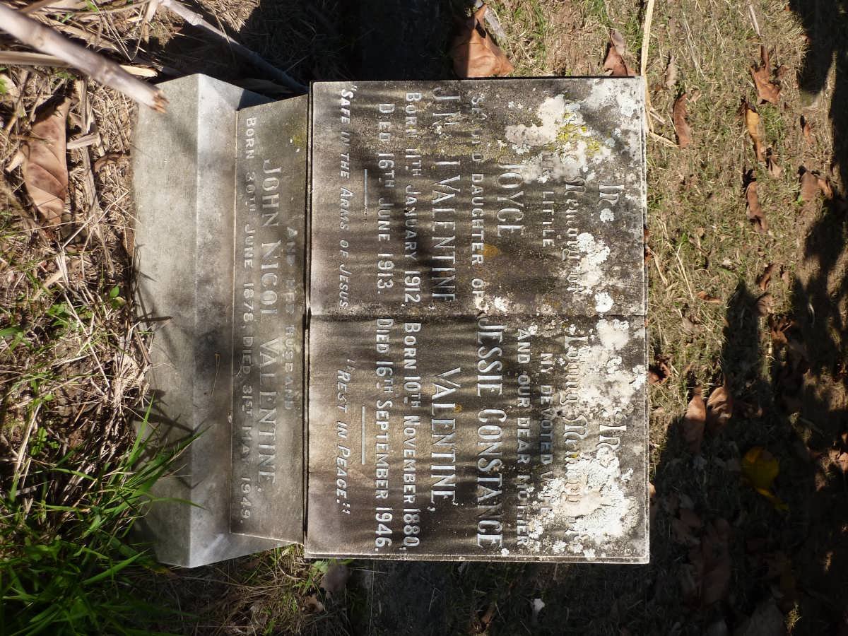 VALENTINE John Nicol 1878-1949 &amp; Jessie Constance 1880-1946 :: VALENTINE Joyce 1912-1913