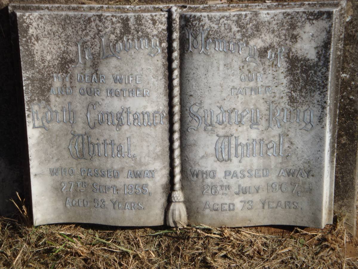 WHITTAL Sydney King -1967 &amp; Edith Constance -1955