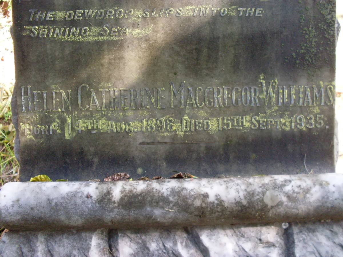 WILLIAMS Helen Catherine McGregor 1896-1935