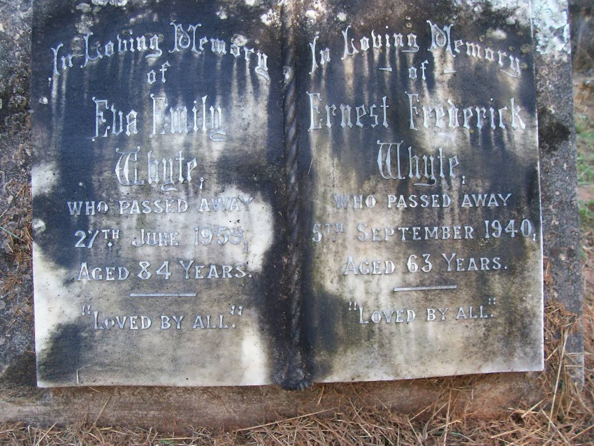 WHYTE Ernest Frederick -1940 &amp; Eva Emily -1955