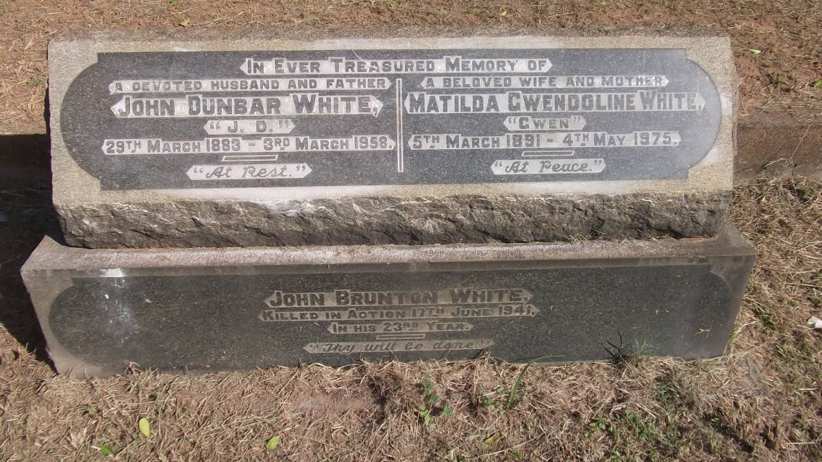 WHITE John Dunbar 1883-1958 &amp; Matilda Gwendoline 1891-1975 :: WHITE John Brunton -1940