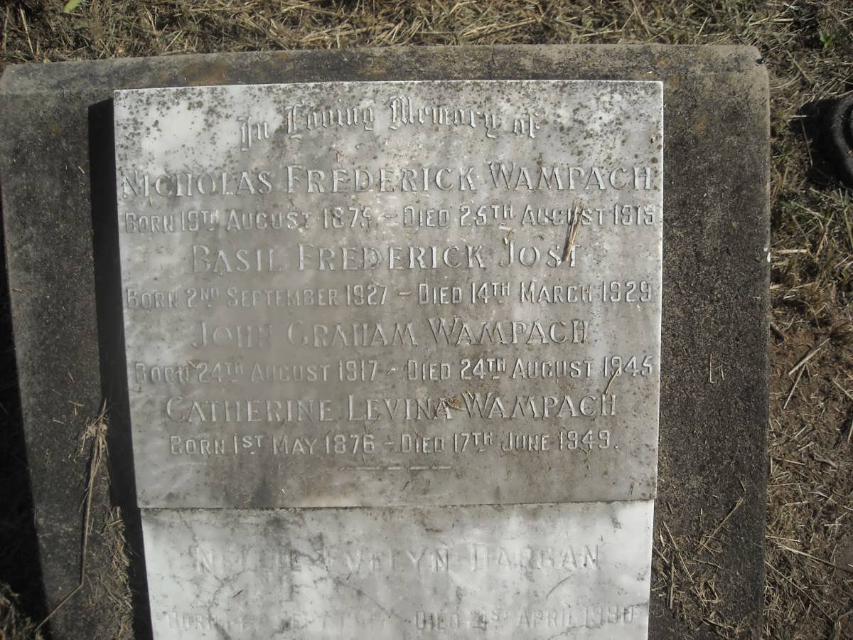 WAMPACH Nicholas Frederick 1875-1919 &amp; Catherine Levina 1876-1949 :: WAMPACH John Graham 1917-1945