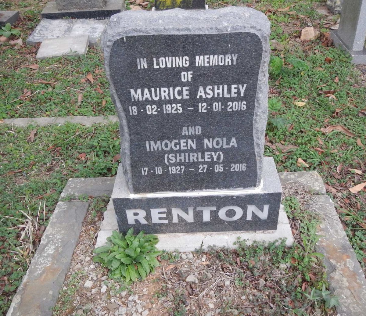 RENTON Maurice Ashley 1925-2016 &amp; Imogen Nola 1927-2016