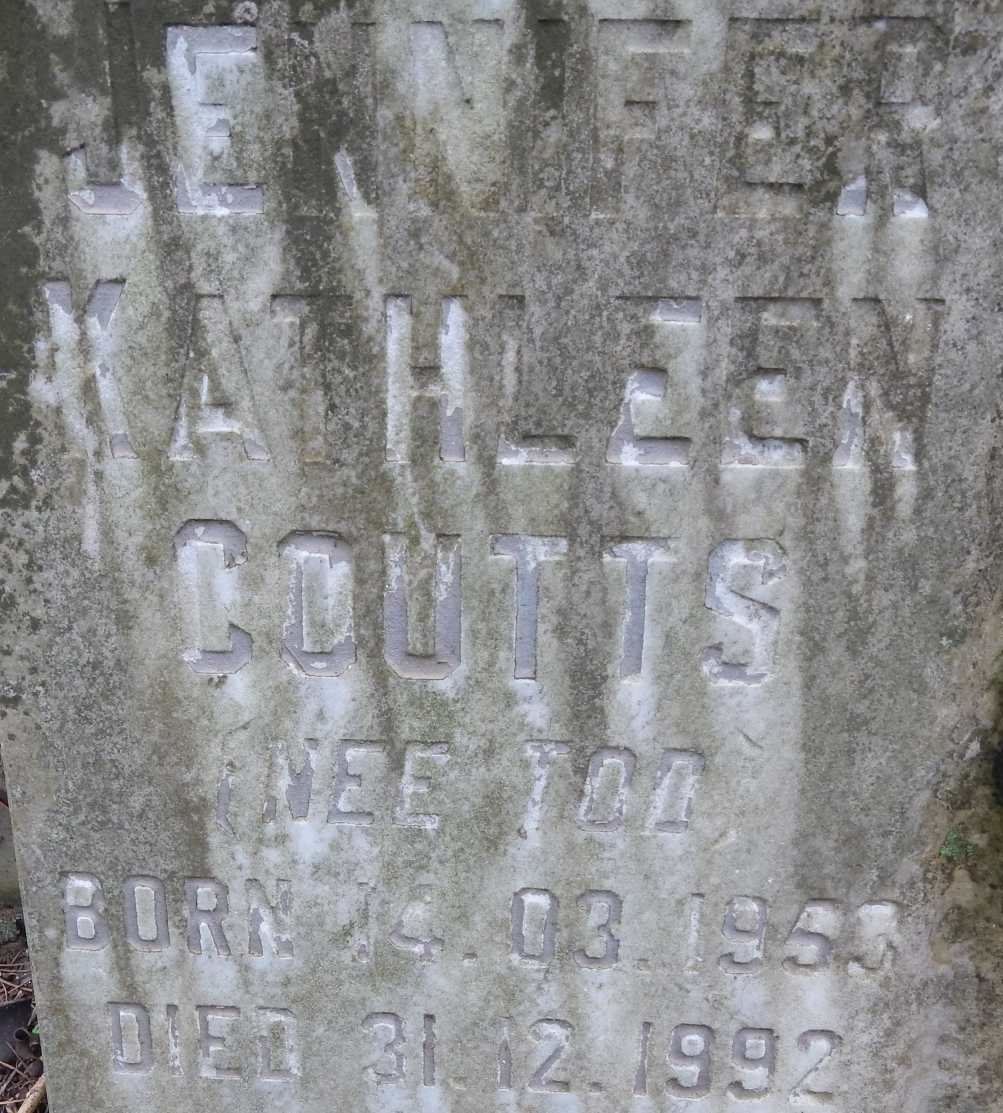 COUTTS Jennifer Kathleen nee TOD 1953-1992