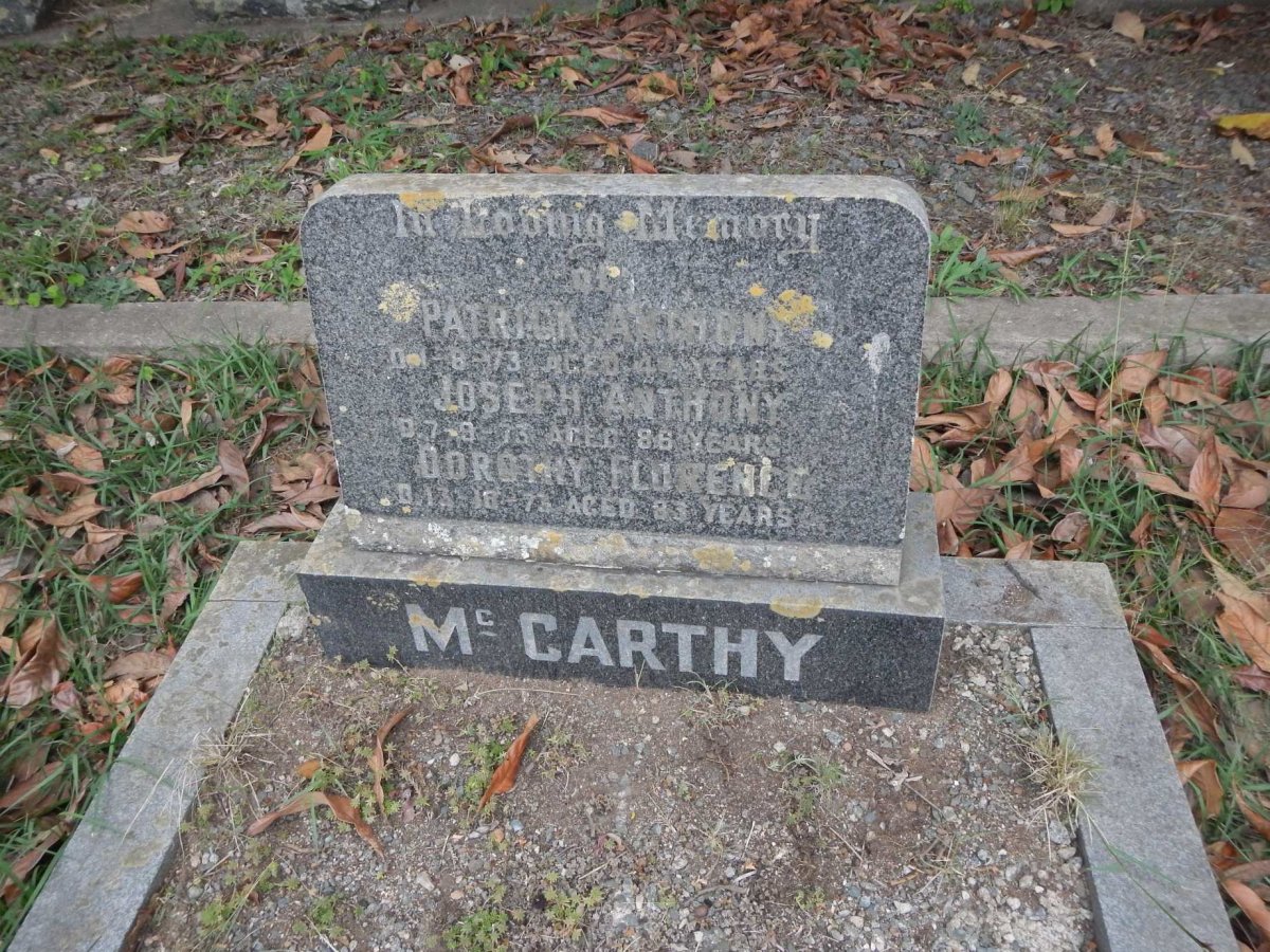 McCARTHY Joseph Anthony -1973 &amp; Dorothy Florence GIBBS -1973 :: McCARTHY Patrick Anthony -1973
