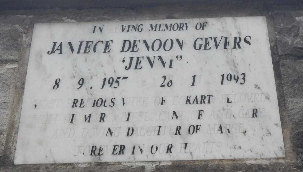 GEVERS Janiece Denoon 1957-1993