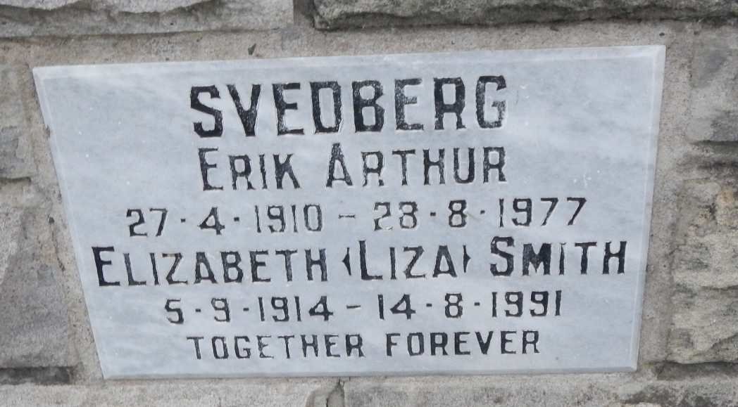 SVEDBERG Erik Arthur 1910-1977 &amp; Elizabeth SMITH 1914-1991