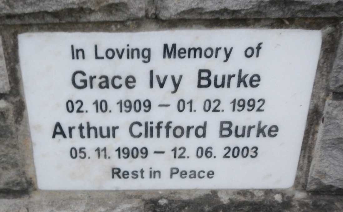 BURKE Arthur Clifford 1909-2003 &amp; Grace Ivy 1909-1992