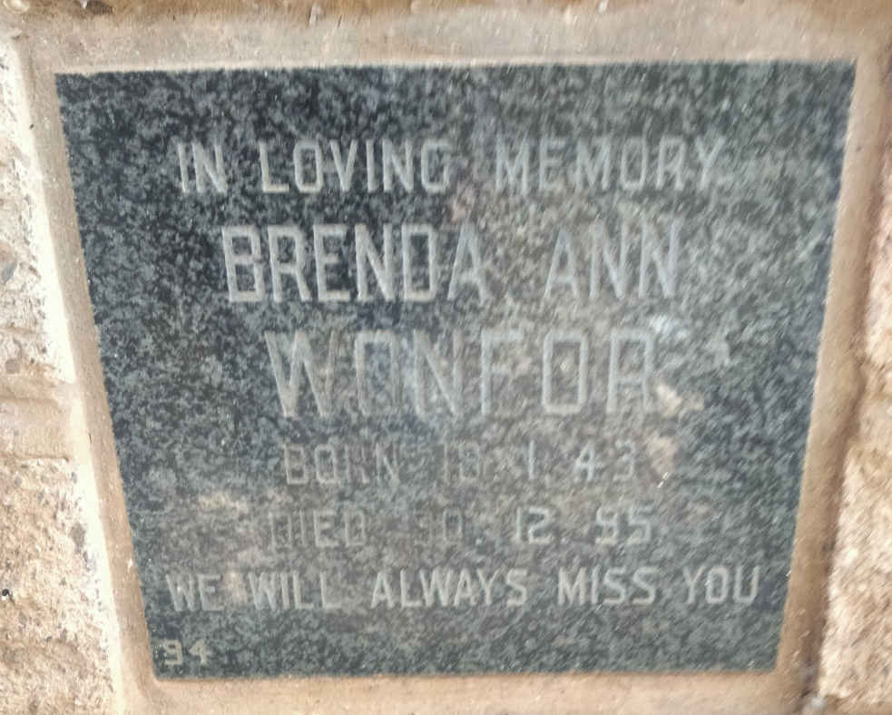 WONFOR Brenda Ann 1943-1995
