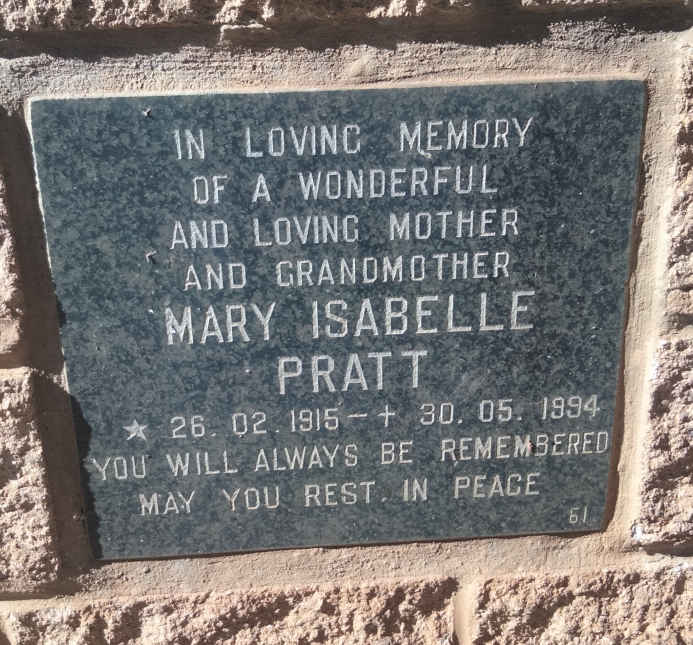 PRATT Mary Isabelle 1916-1994