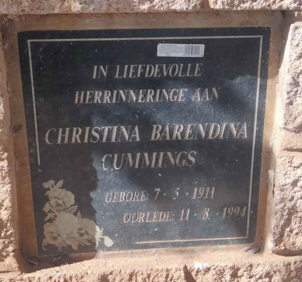 CUMMINGS Christina Barendina 1911-1994