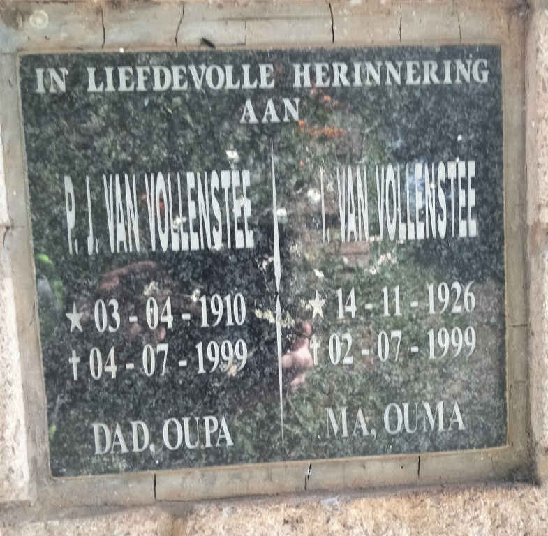 VOLLENSTEE P.J., van 1910-1999 & I. 1926-1999