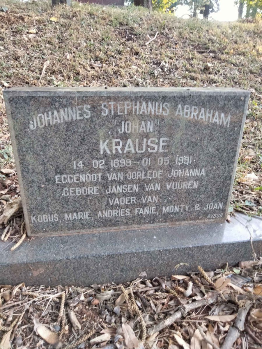 KRAUSE Johannes Stephanus Abraham 1899-1991