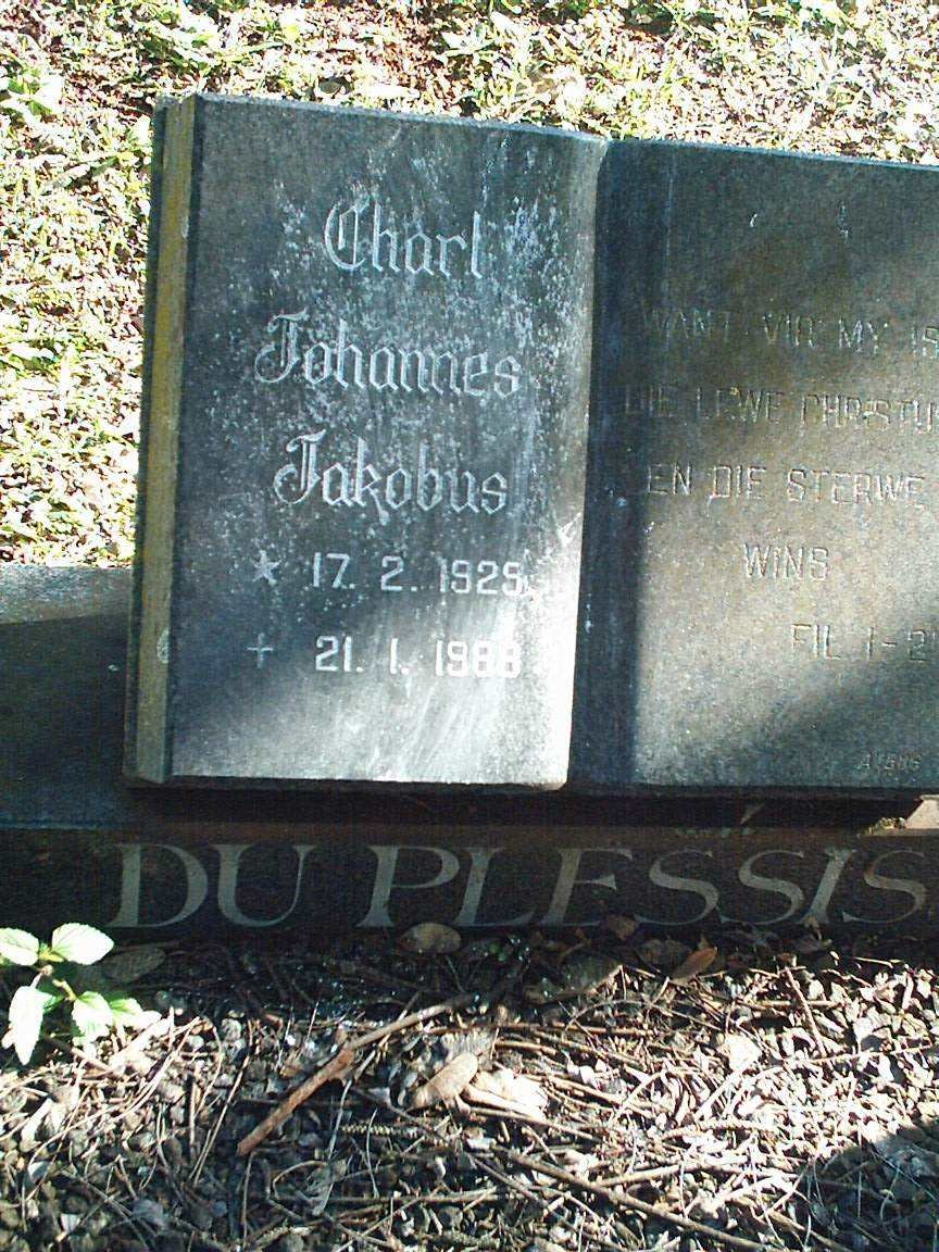 PLESSIS Charl Johannes Jakobus, du 1929-1988
