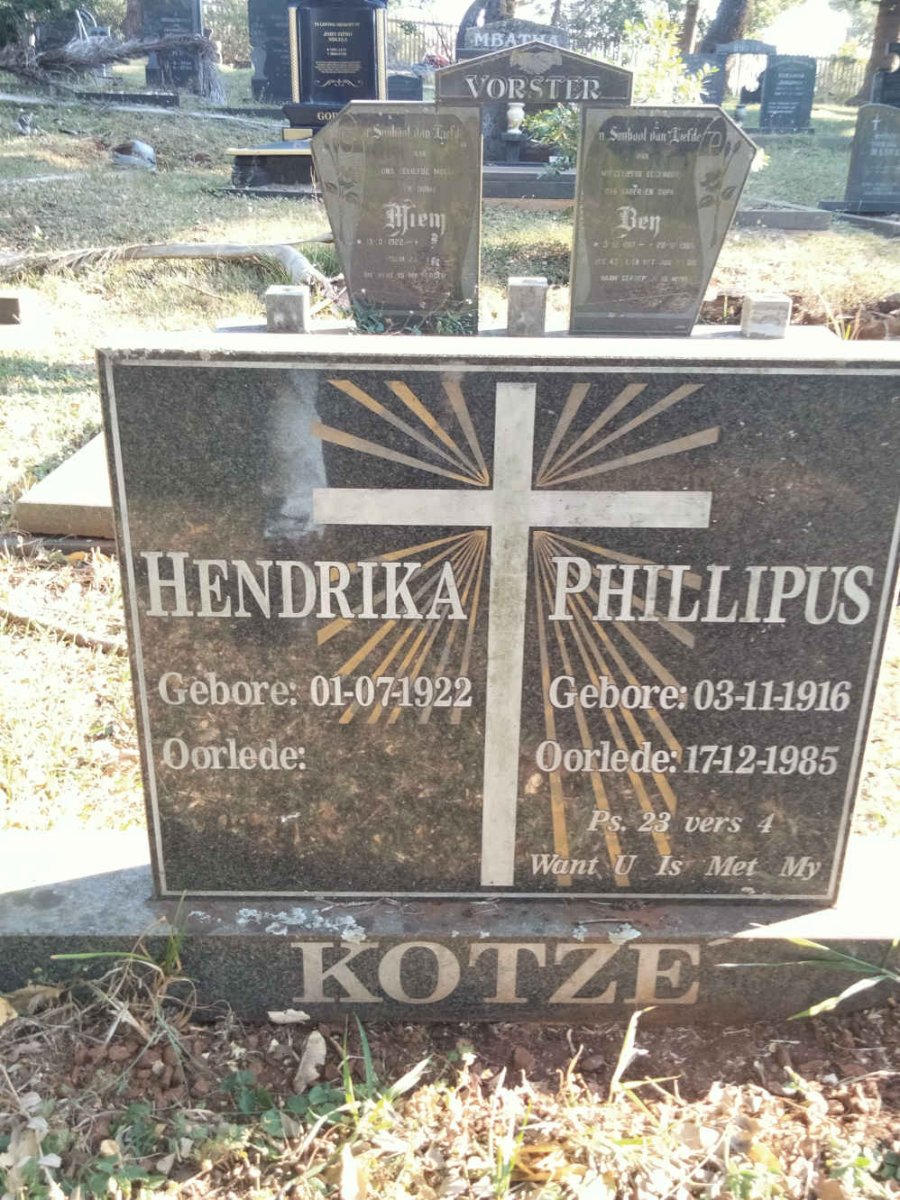 KOTZE Phillipus 1916-1985 & Hendrika 1922-