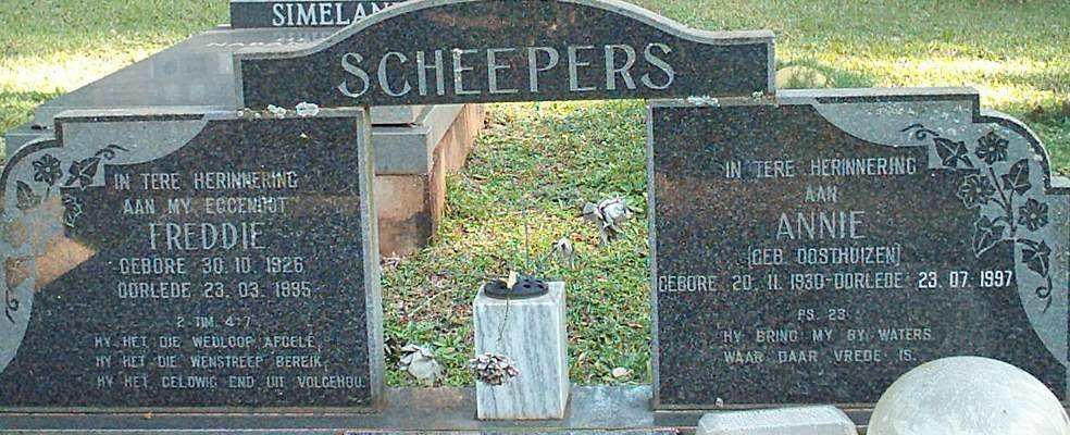 SCHEEPERS Freddie 1926-1995 &amp;  Annie OOSTHUIZEN 1930-1997