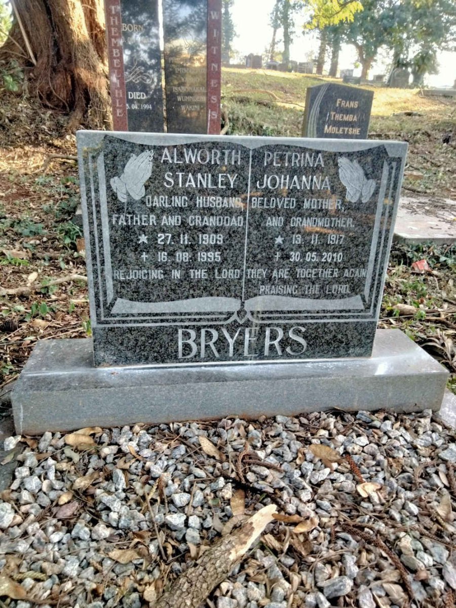 BRYERS Alworth Stanley 1909-1995 & Petrina Johanna 1917-2010