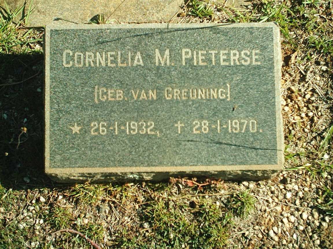 PIETERSE Cornelia M. nee VAN GREUNING 1932-1970