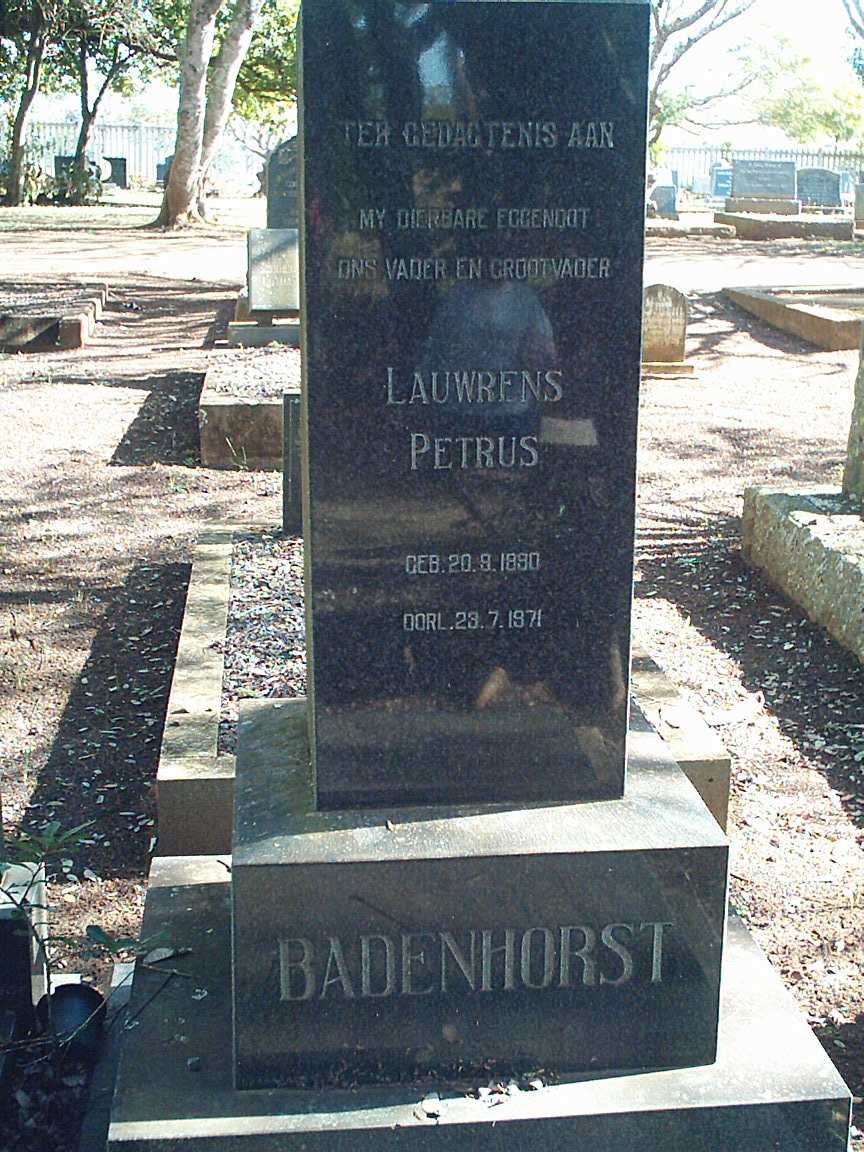 BADENHORST Lauwrens Petrus 1890-1971