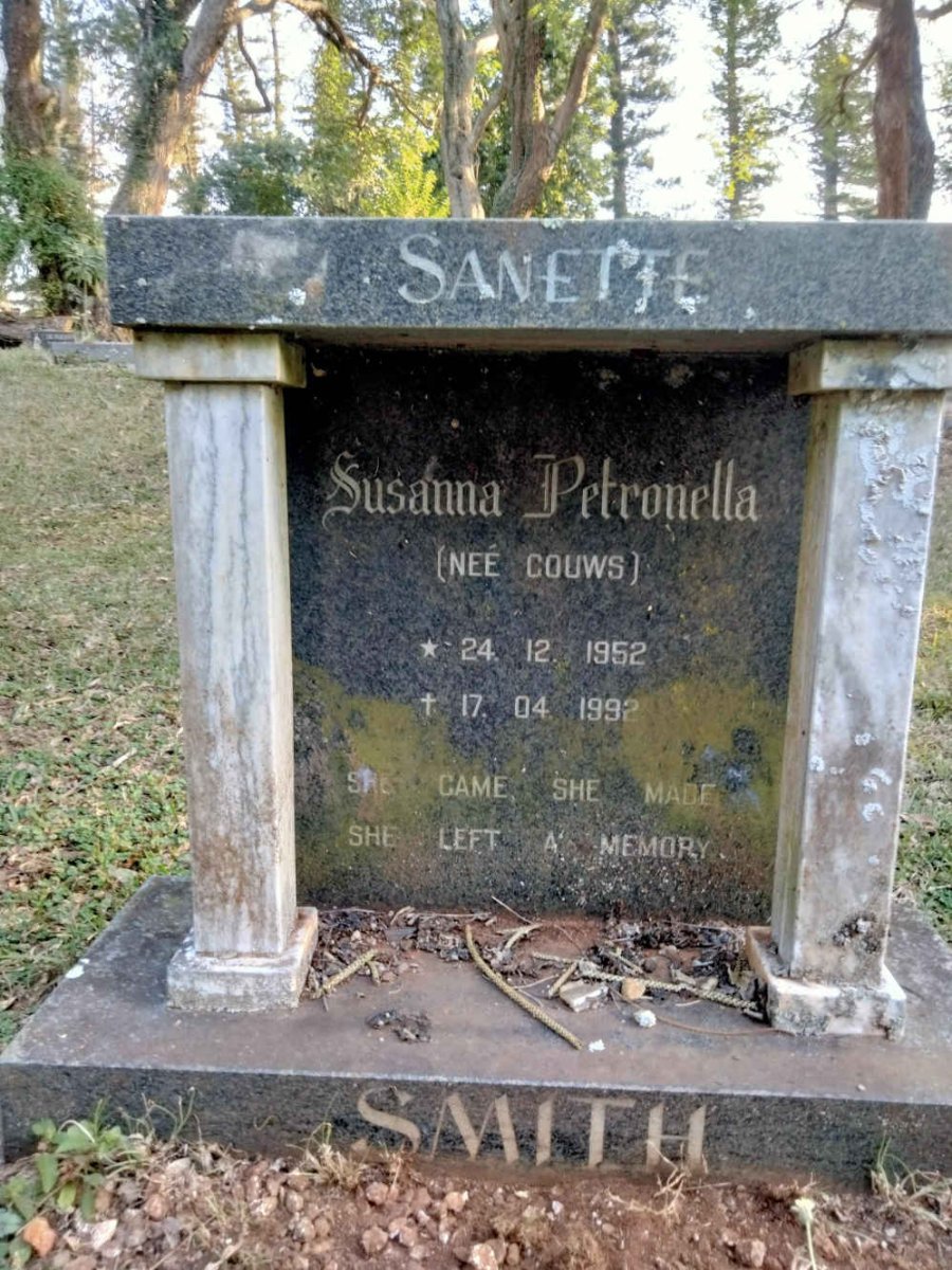 SMITH Susanna Petronella nee GOUWS 1952-1992