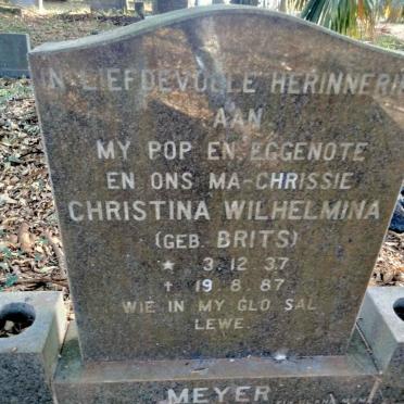 MEYER Christina Wilhelmina nee BRITS 1937-1987
