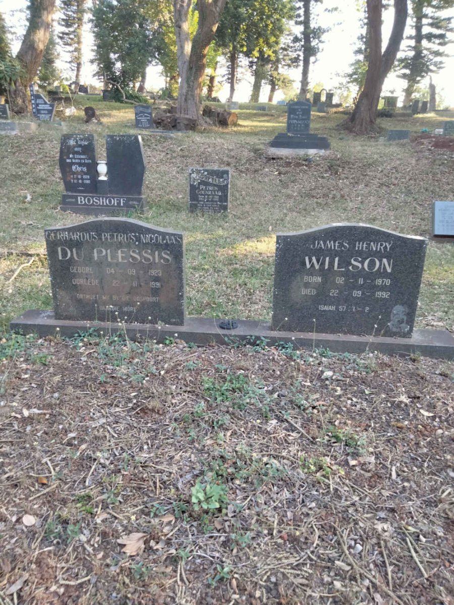 PLESSIS Gerhardus Petrus Nicolaas, du 1923-1991 :: WILSON James Henry 1970-1992