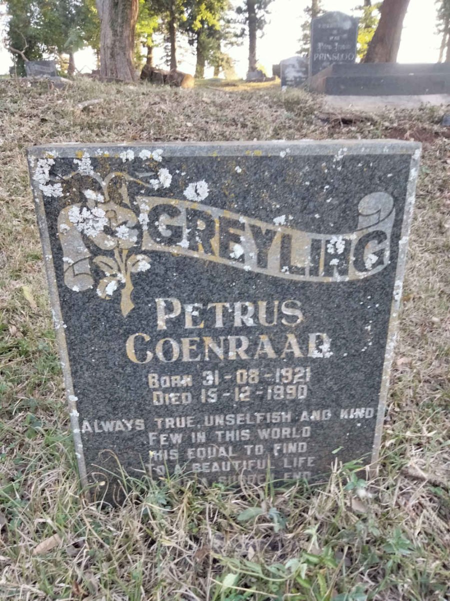 GREYLING Petrus Coenraad 1921-1990