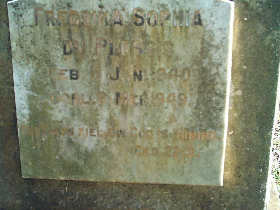 PLESSIS Frederika Sophia, du 1940-1949