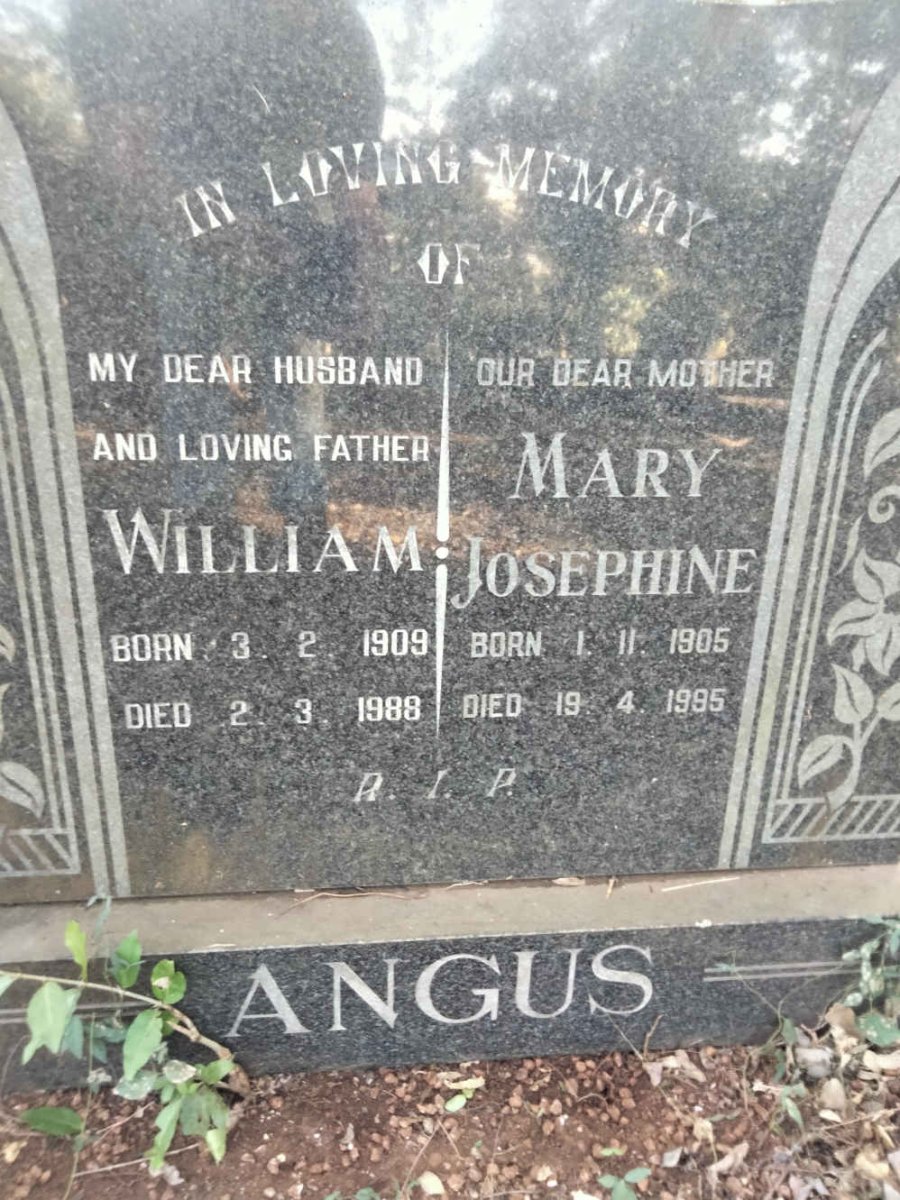 ANGUS William 1909-1988 & Mary Josephine 1905-1995