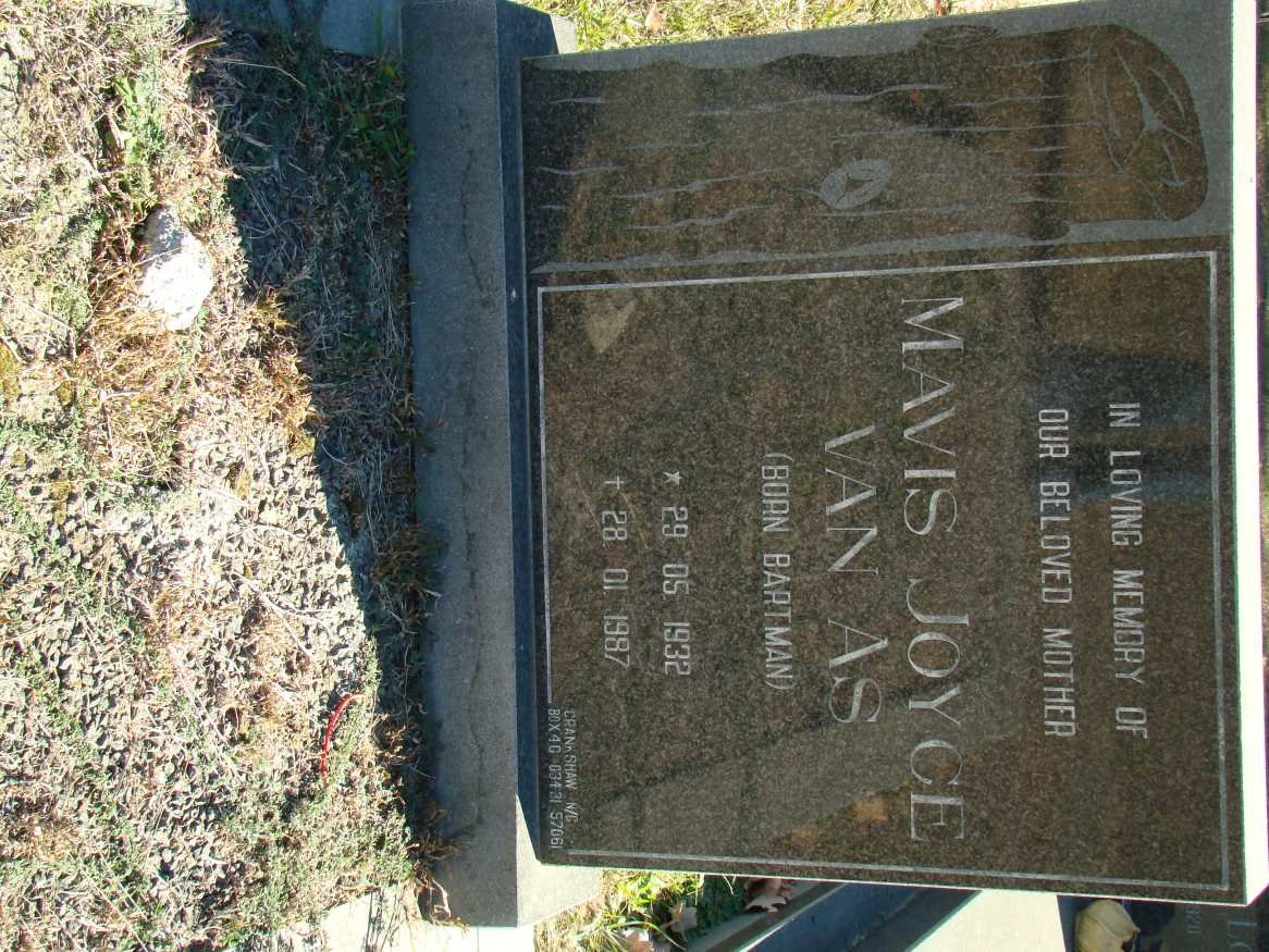 AS Mavis Joyce, van nee BARTMAN 1932-1987