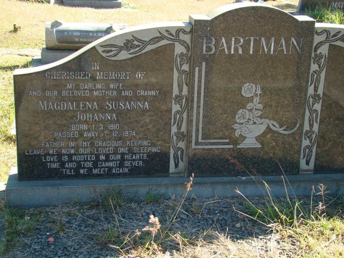 BARTMAN Magdalena Susanna Johanna 1910-1974