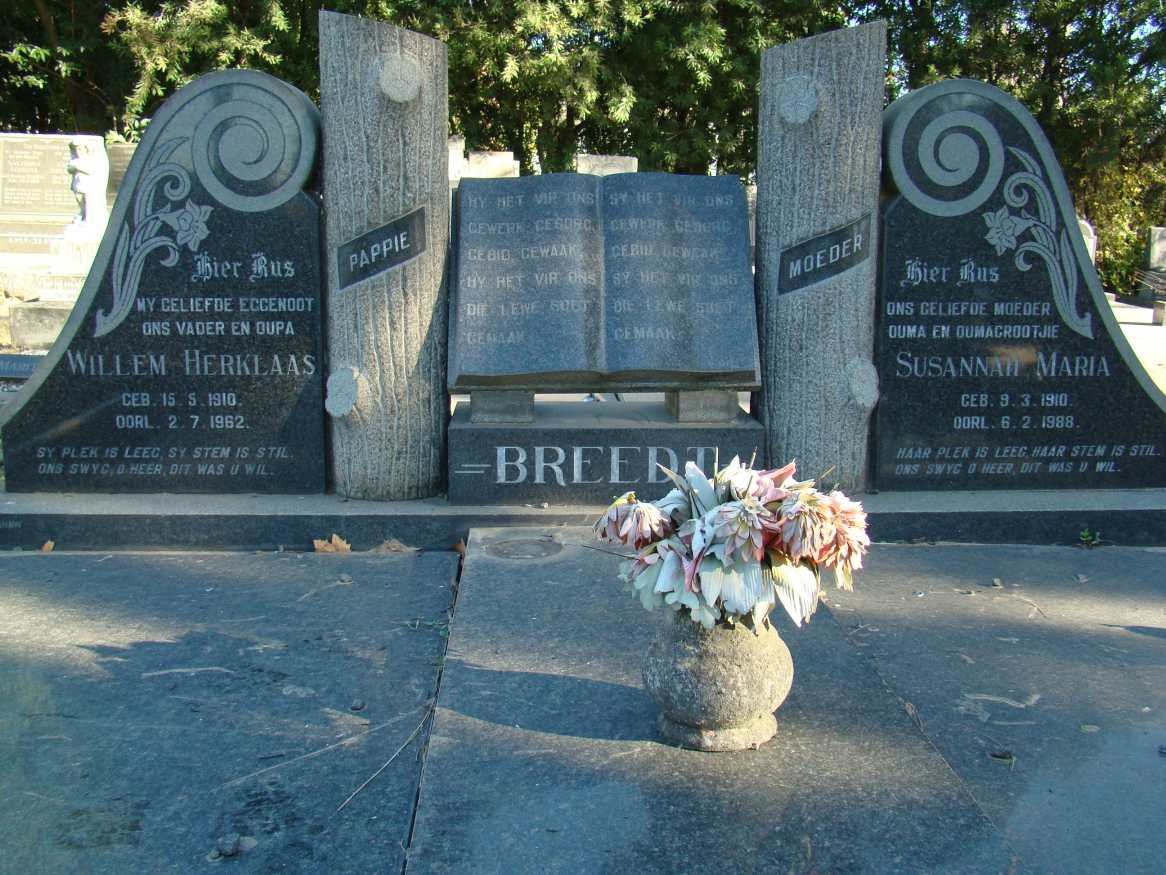 BREEDT Willem Herklaas 1910-1962 &amp; Susannah Maria 1910-1988