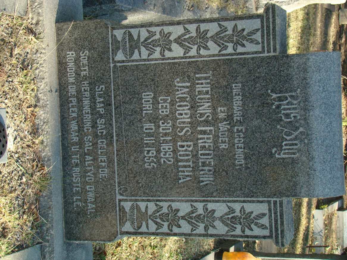 BOTHA Theunis Frederik Jacobus 1892-1955