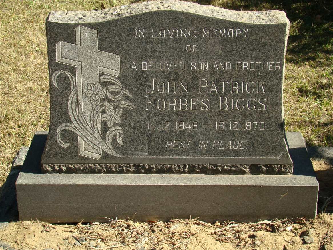 BIGGS John Patrick Forbes 1948-1970