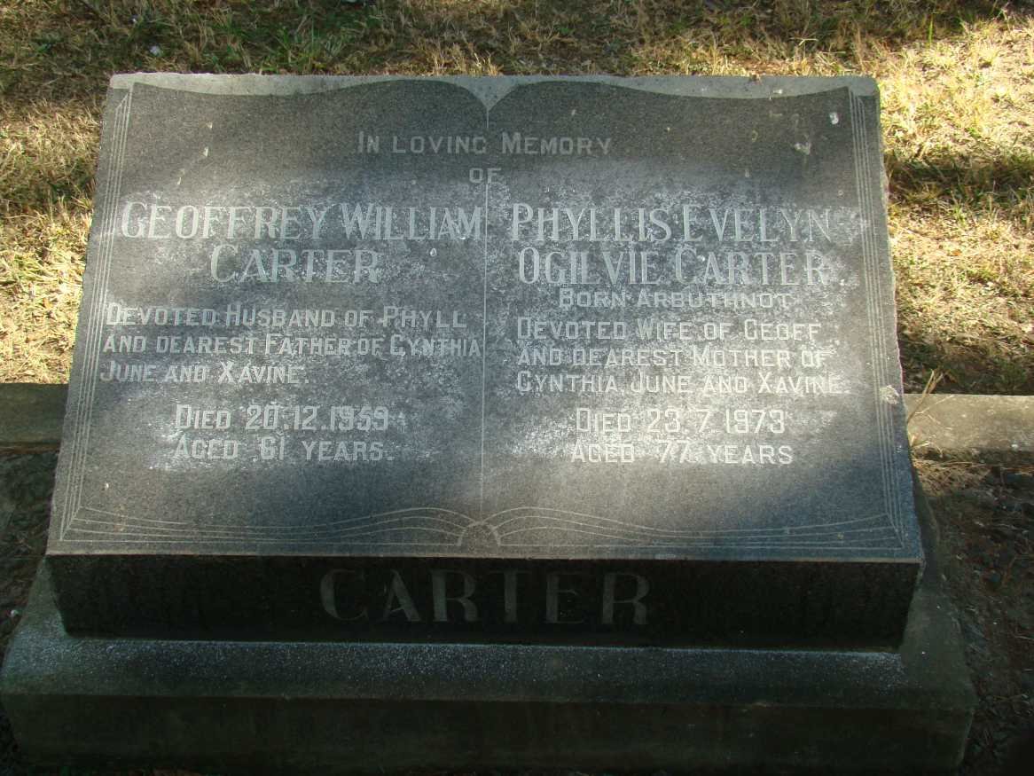 CARTER Geoffrey William -1959 &amp; Phyllis Evelyn Ogilvie ARBUTHNOT -1973