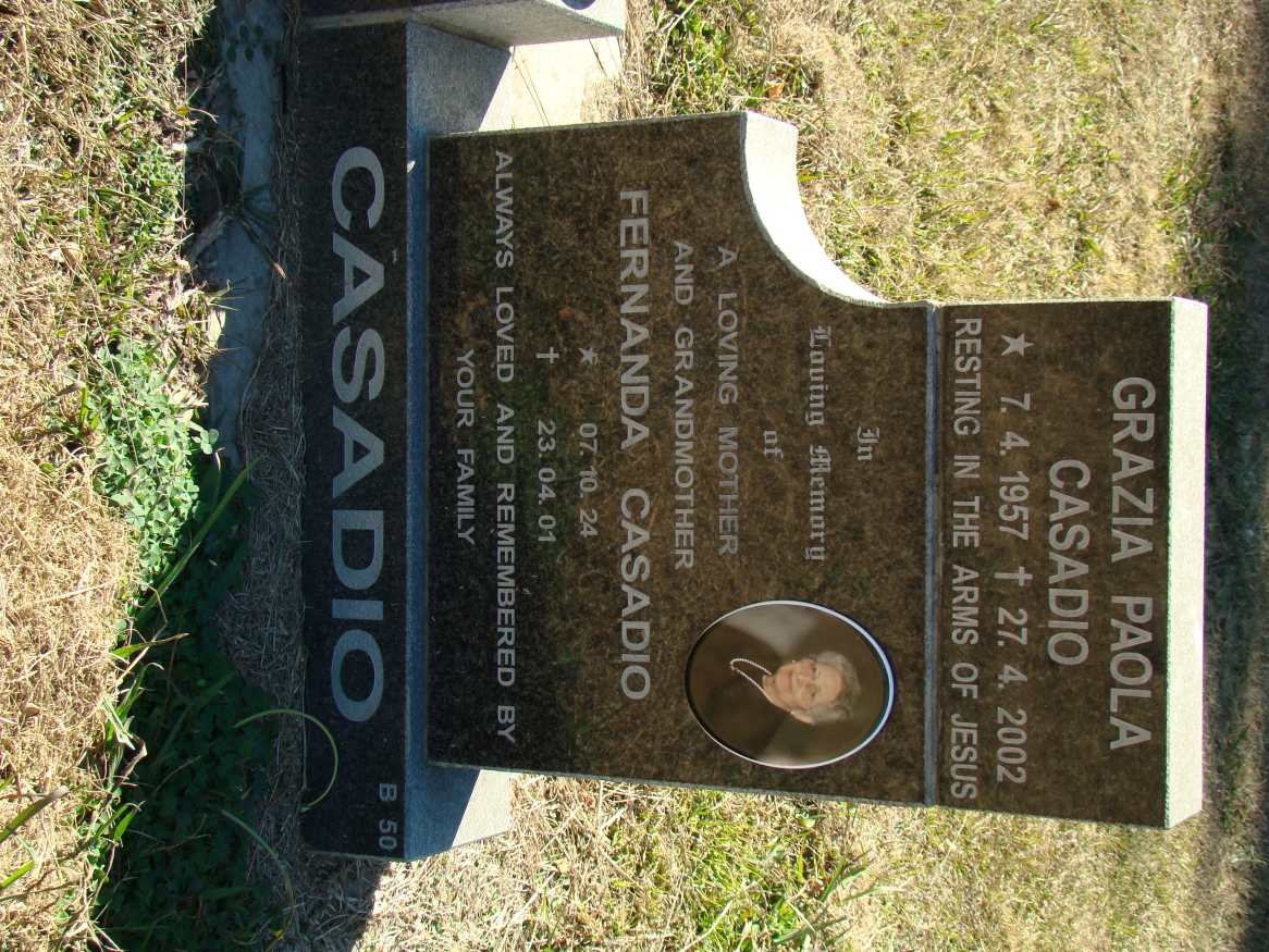 CASADIO Fernanda 1924-2001 :: CASADIO Grazia Paola 1957-2002