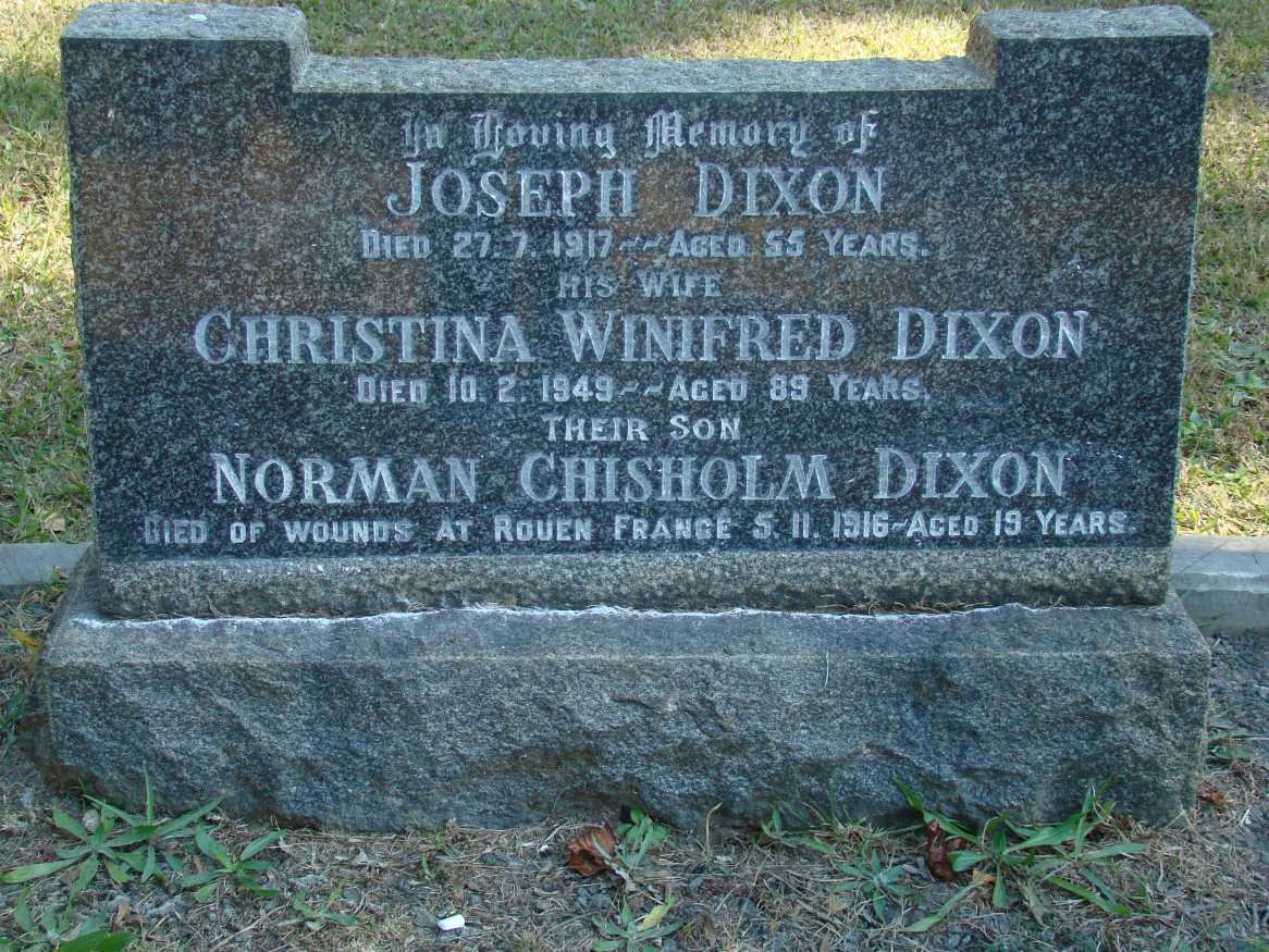 DIXON Joseph -1917 &amp; Christina Winifred -1949 :: DIXON Norman Chisholm -1916